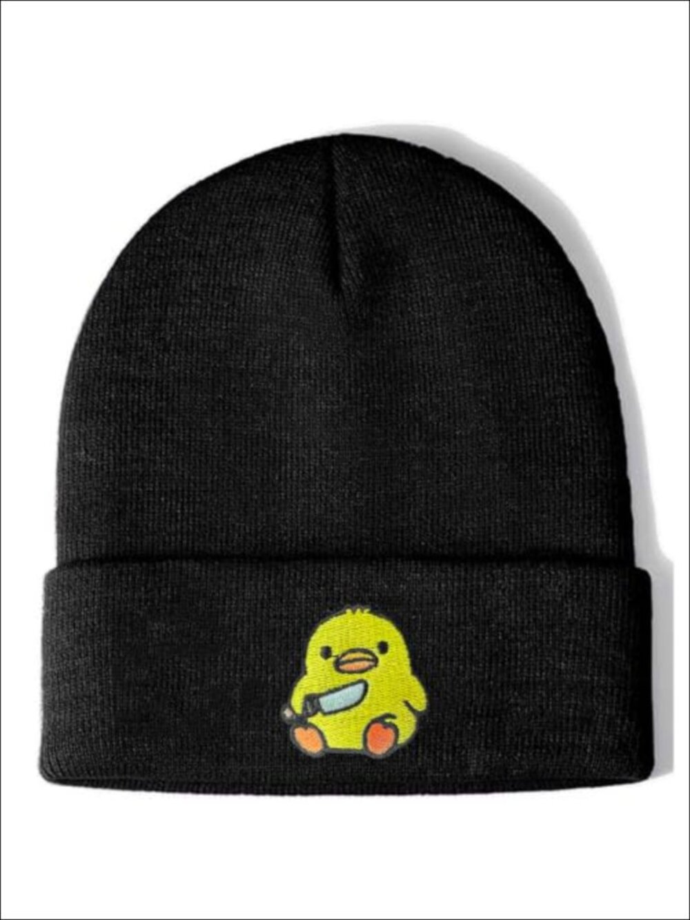 Embroidered Knitted Beanie Cosy Winter Cuffed Skull Cap Unisex Adults